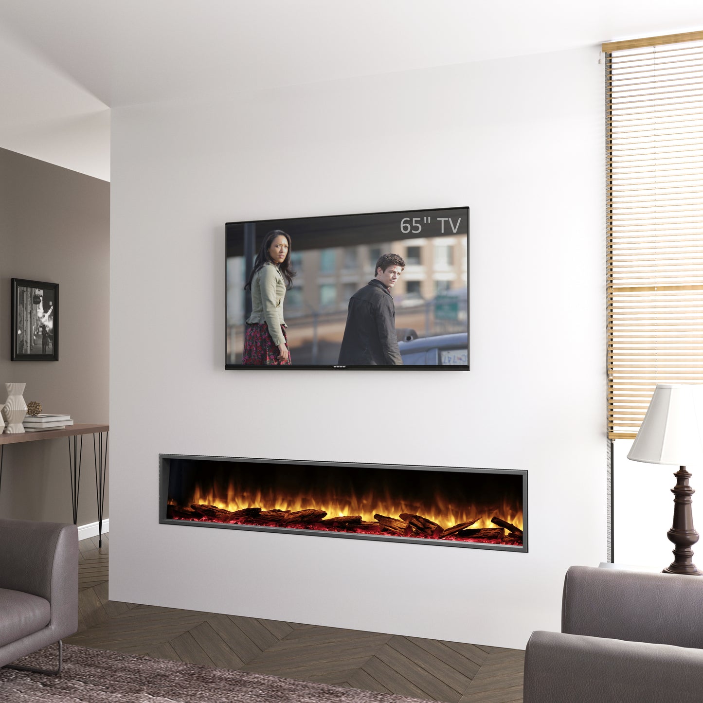 Caminetto Elettrico Amazona 64" - Eleganza e Calore con Effetti Visivi Personalizzabili e Controllo Intelligente
