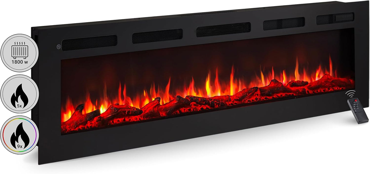 Caminetto Elettrico Balderia Leif 60", 50" e 36" a Parete o da Incasso