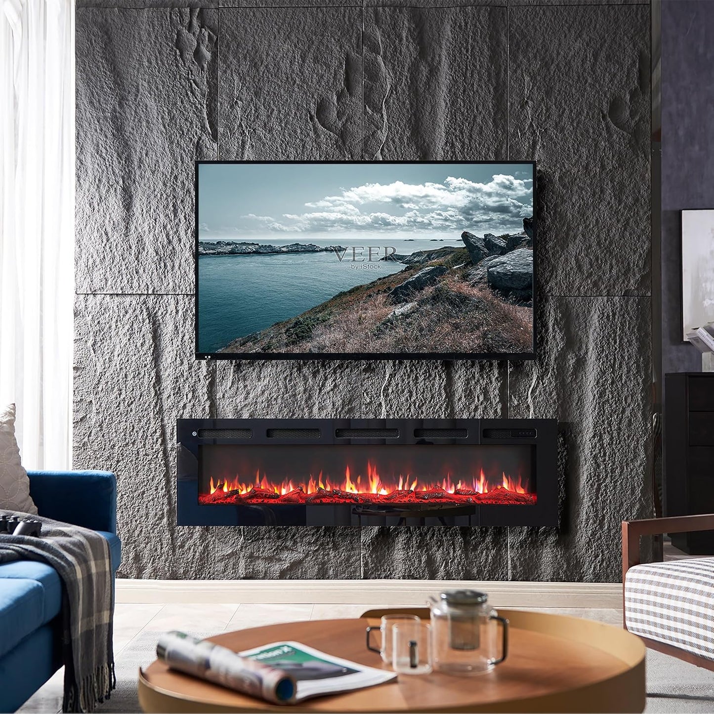 Caminetto Elettrico Balderia Leif 60", 50" e 36" a Parete o da Incasso