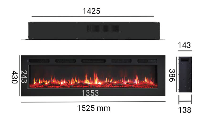 Caminetto Elettrico Amazona 64" - Eleganza e Calore con Effetti Visivi Personalizzabili e Controllo Intelligente